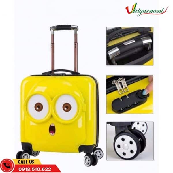 Vali Cho Bé Màu Vàng Hình Minion 9 vali size 18 hinh minion vang