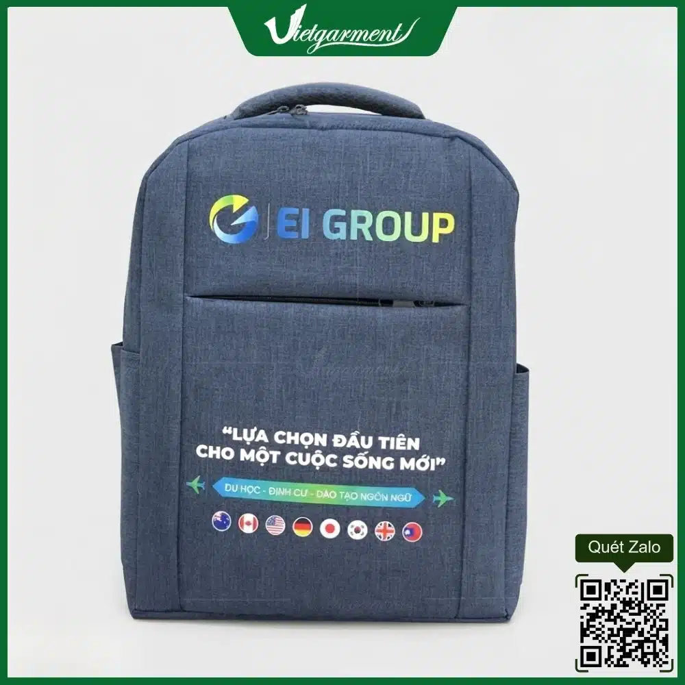 Balo In Logo Công Ty EI Group Màu Xanh Đen 3 Balo In Logo Công Ty EI Group Màu Xanh Đen