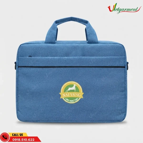 Cặp vải dù in logo Nai Vàng màu xanh