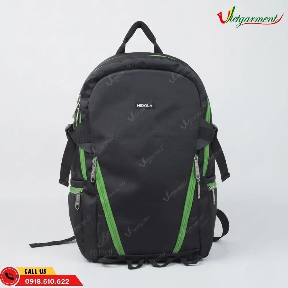 Balo du lịch dung tích 35L viền xanh lá