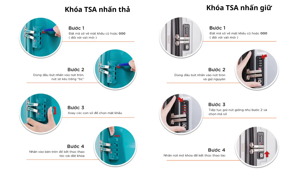 Hướng dẫn đổi mật khẩu loại khoá TSA dây kéo