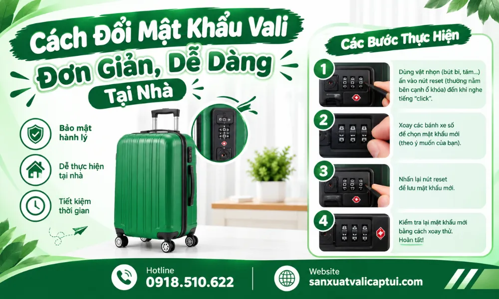 Hướng dẫn cách đổi mật khẩu vali đơn giản tại nhà