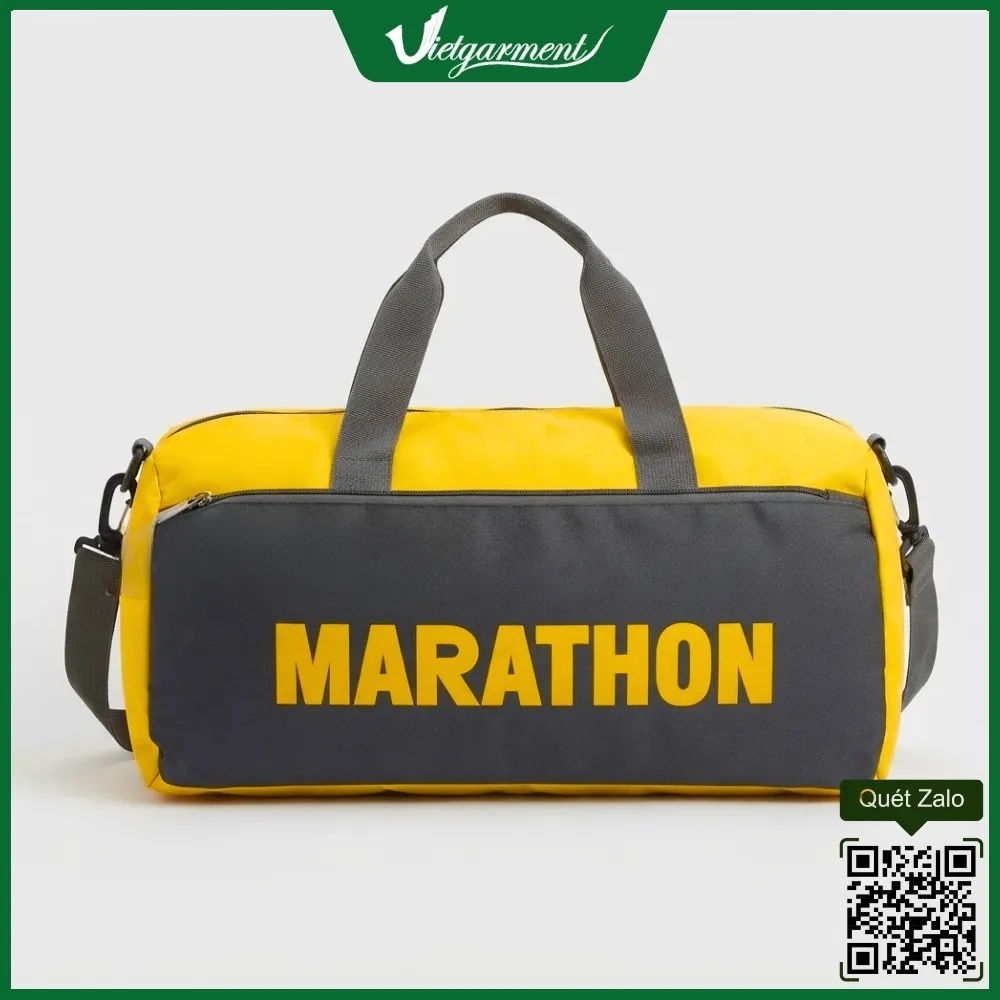 Túi du lịch màu vàng in logo Marathon