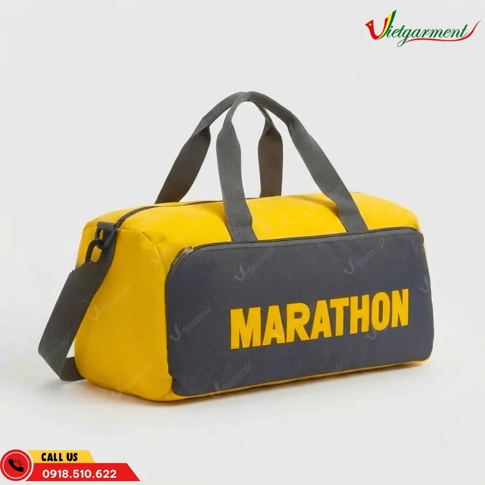 Túi du lịch vàng in thương hiệu Marathon